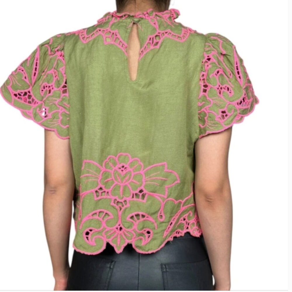 Anthropologie | The Lainie High-Neck Lace Cutwork Blouse - Picture 5 of 10